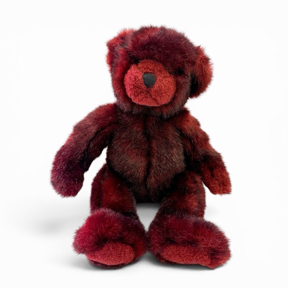 Pottery Barn Bear 16” Michael Teddy Bear Burgundy Wine Plush Stuffed Animal